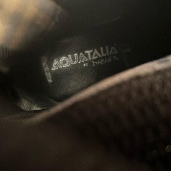 Aquatalia Black Leather Stretch Zip Up Riding Boots with Buckle - Picture 8 of 9